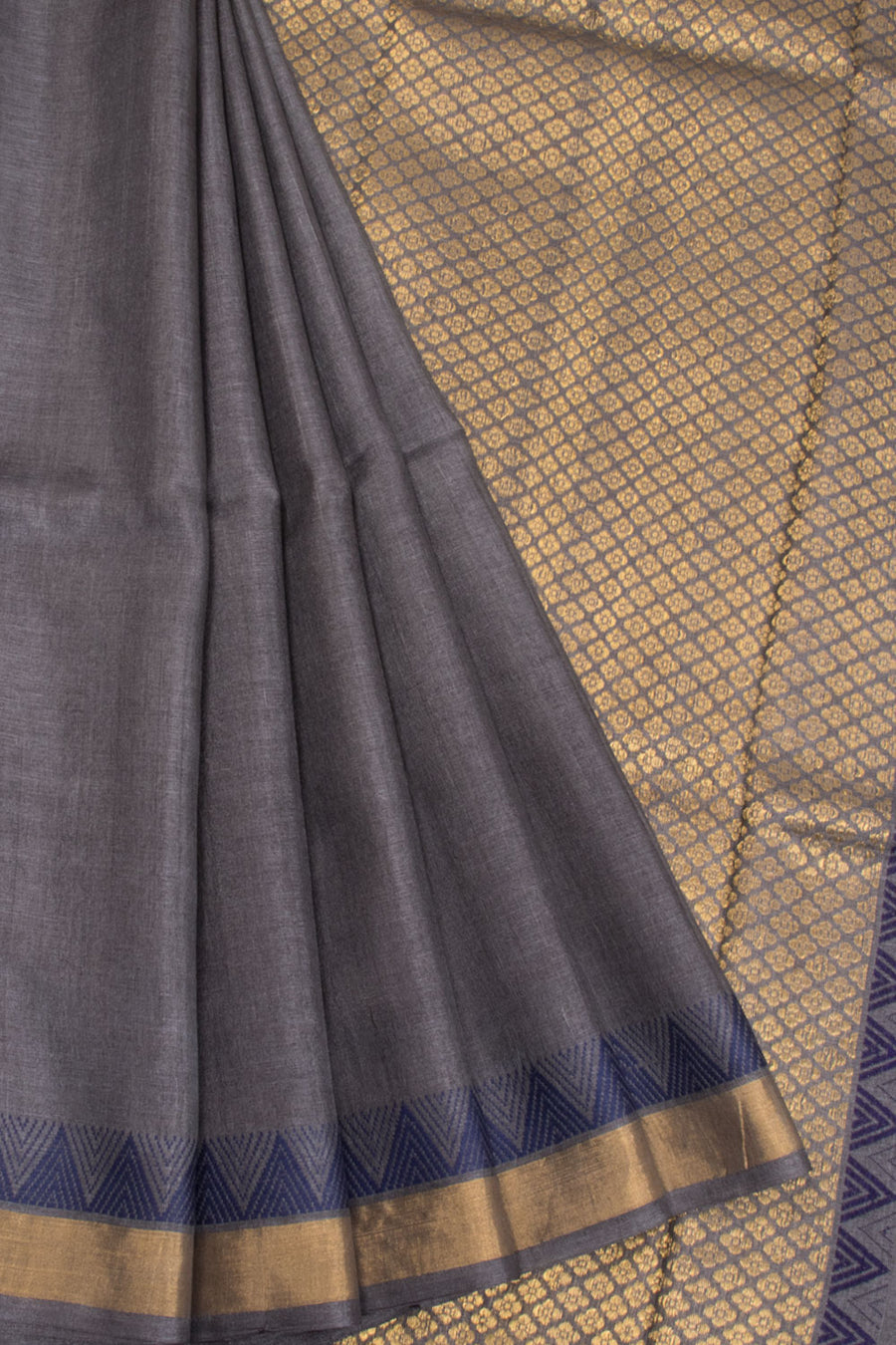 Grey Chhattisgarh Tussar Silk Saree 10068819 - Avishya