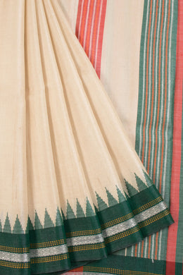 Beige Chhattisgarh Tussar Silk Saree 10068822 - Avishya