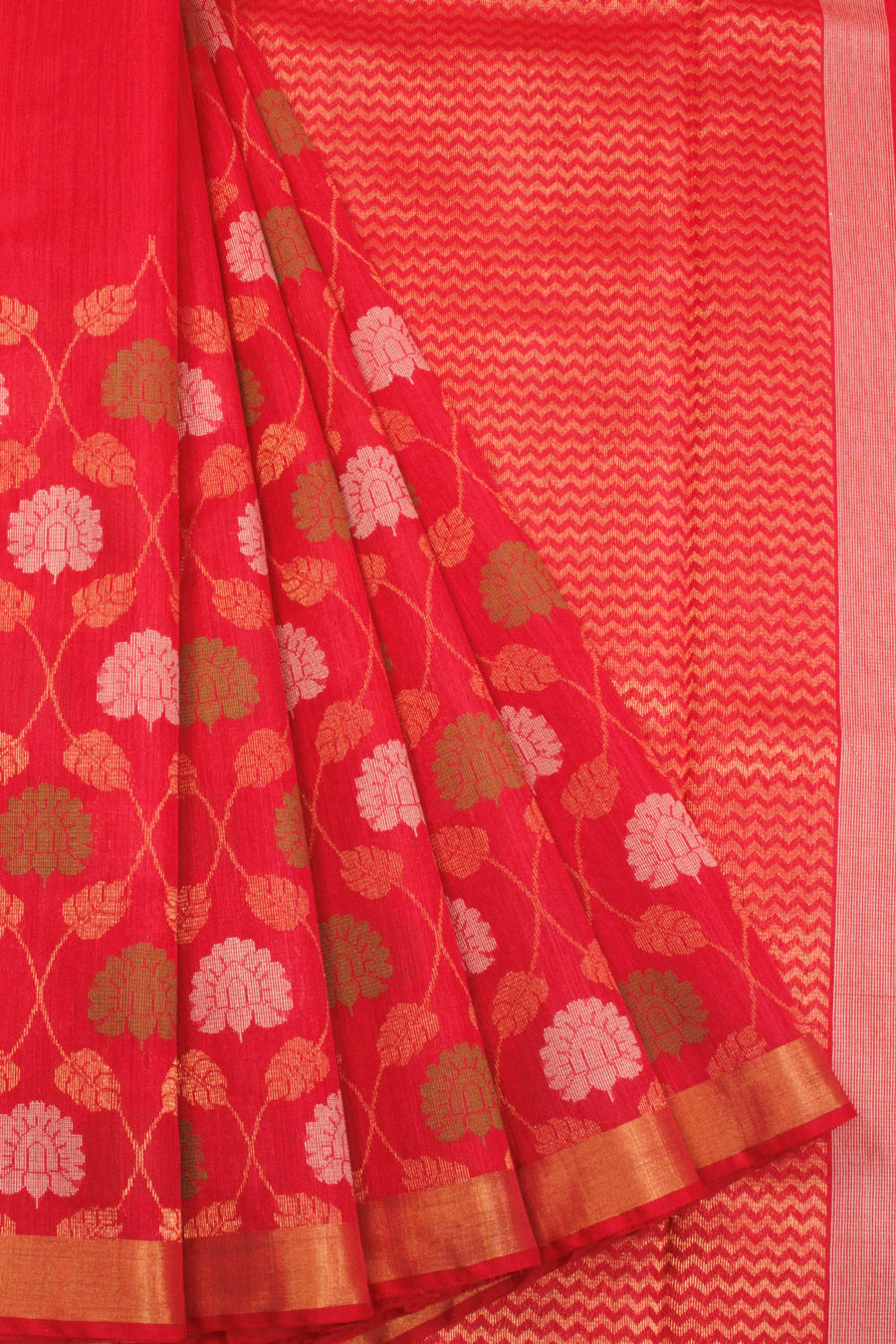 Red Chhattisgarh Tussar Silk Saree 10068838 - Avishya