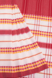 White Handloom Dhaniakhali Cotton Saree- Avishya