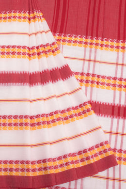 White Handloom Dhaniakhali Cotton Saree- Avishya