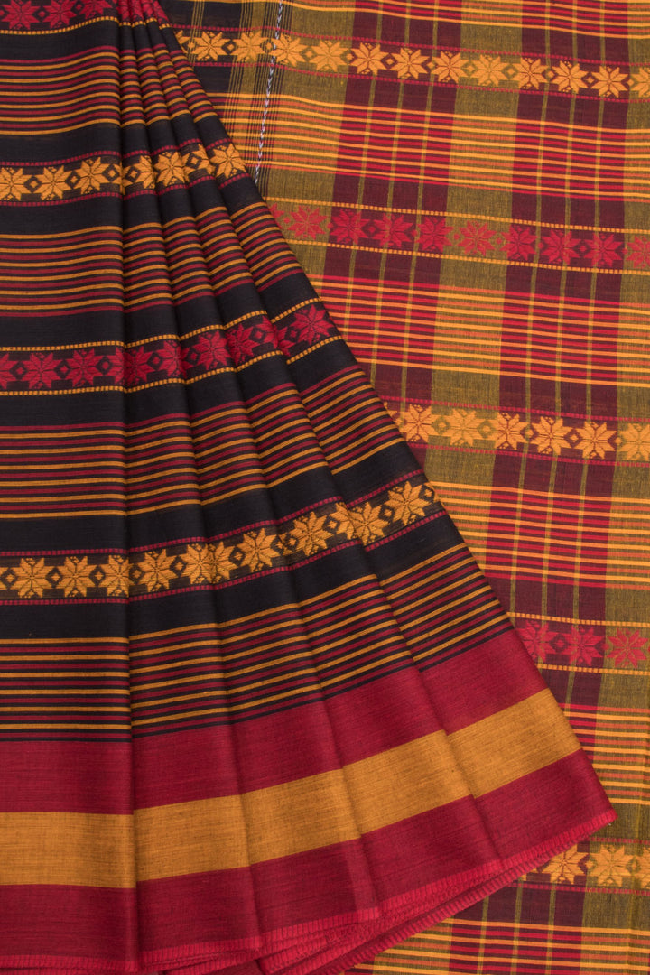 Black Handloom Dhaniakhali Cotton Saree  - Avishya