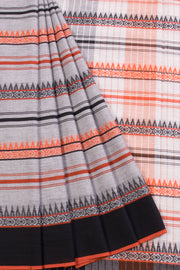 Grey Handloom Dhaniakhali Cotton Saree  - Avishya