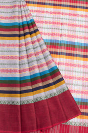 Grey Handloom Dhaniakhali Cotton Saree  - Avishya