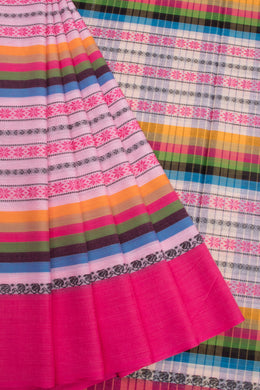 White Handloom Dhaniakhali Cotton Saree - Avishya