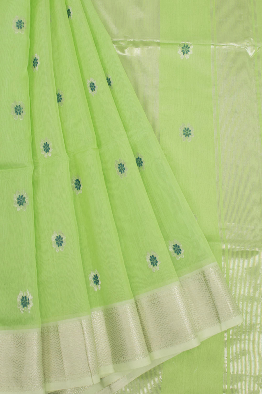 Green Handloom Maheshwari Silk Cotton Saree 10068877