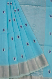 Blue Handloom Maheshwari Silk Cotton Saree 10068878 - Avishya