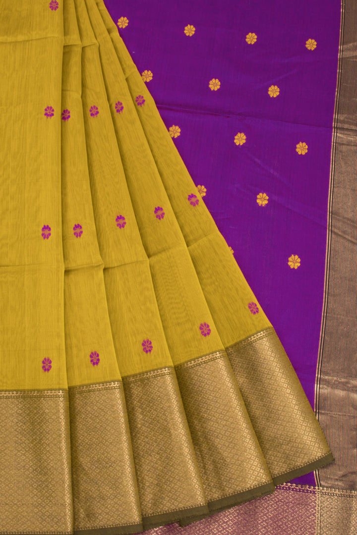 Yellow Handloom Maheshwari Silk Cotton Saree 10068880 - Avishya
