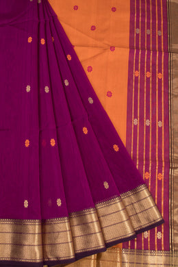 Purple Handloom Maheshwari Silk Cotton Saree 10068884 - Avishya