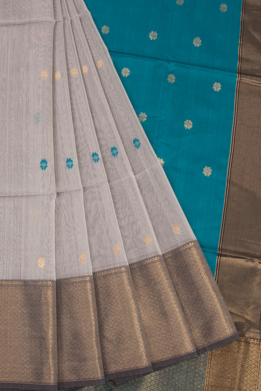 Grey Handloom Maheshwari Silk Cotton Saree 10068887 - Avishya