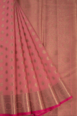 Peach Handloom Banarasi Cotton Saree 10068889 - Avishya