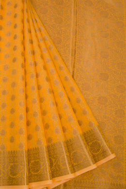 Yellow Handloom Banarasi Cotton Saree 10068890 - Avishya 