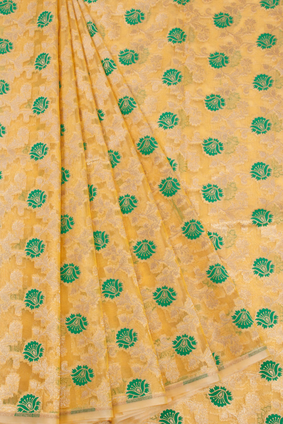 Yellow Banarasi Organza Saree 10068894 - Avishya