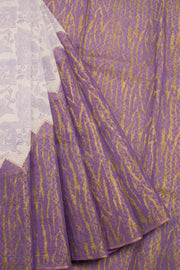 Purple Hand Block Brocode Dhaniakhali Cotton Saree 10068903 - Avishya