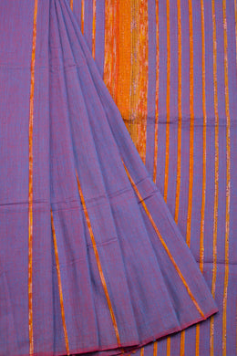 Purple Dhaniakhali Cotton Saree With Khesh Weave 10068905 - Avishya