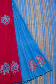 Blue Dhaniakhali Cotton Saree With Khesh Weave & Embroidered 10068907 - Avishya