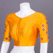 Yellow Aari Embroidered Tussar Silk Blouse 10068918 - Avishya