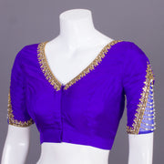 Blue Aari Embroidered Silk Blouse 10068920 - Avishya