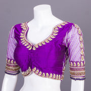 Purple Aari Embroidered Tussar Silk Blouse 10068922 - Avishya