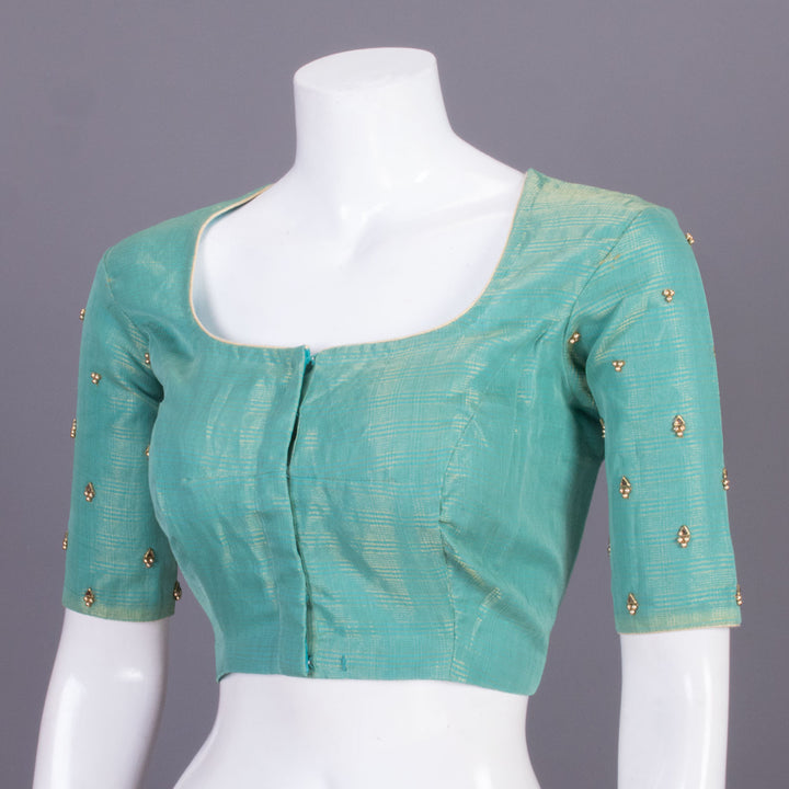 Green Aari Embroidered Chanderi Silk Cotton Blouse 10068925