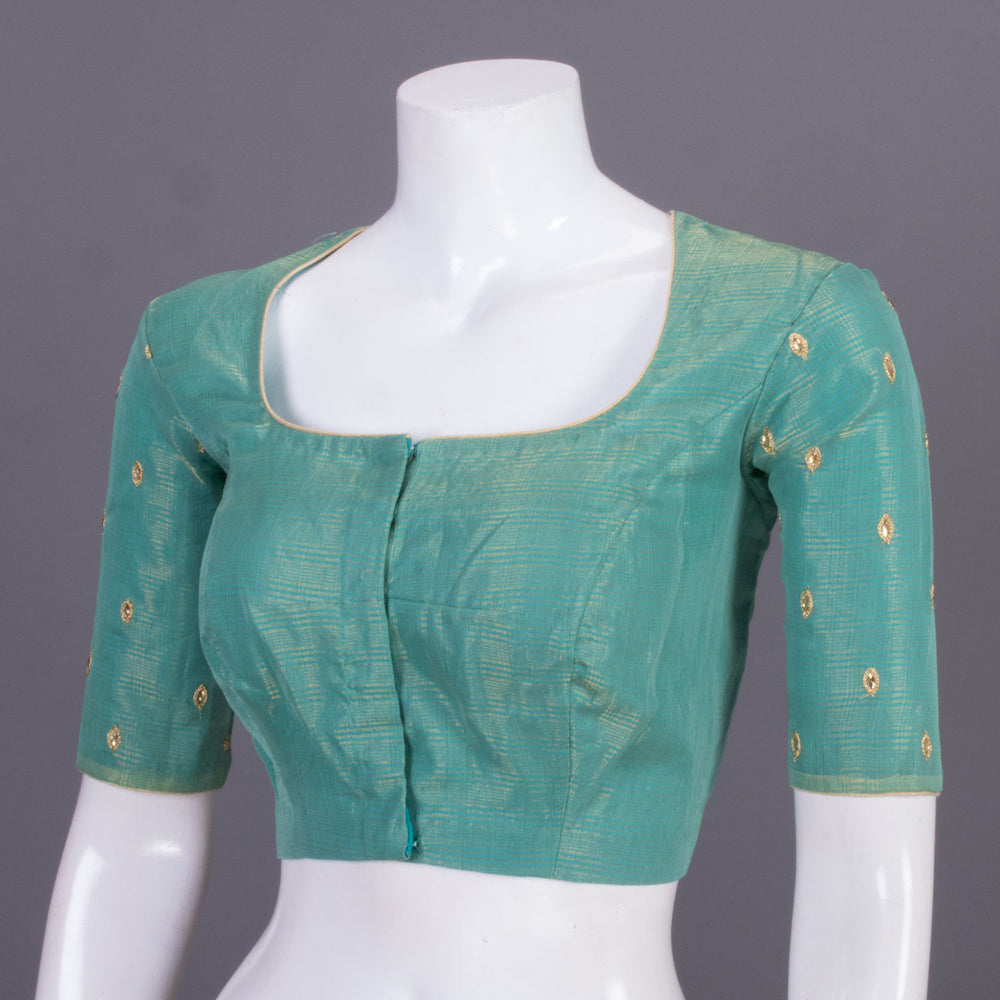 Green Aari Embroidered Chanderi Silk Cotton Blouse 10068927 - Avishya