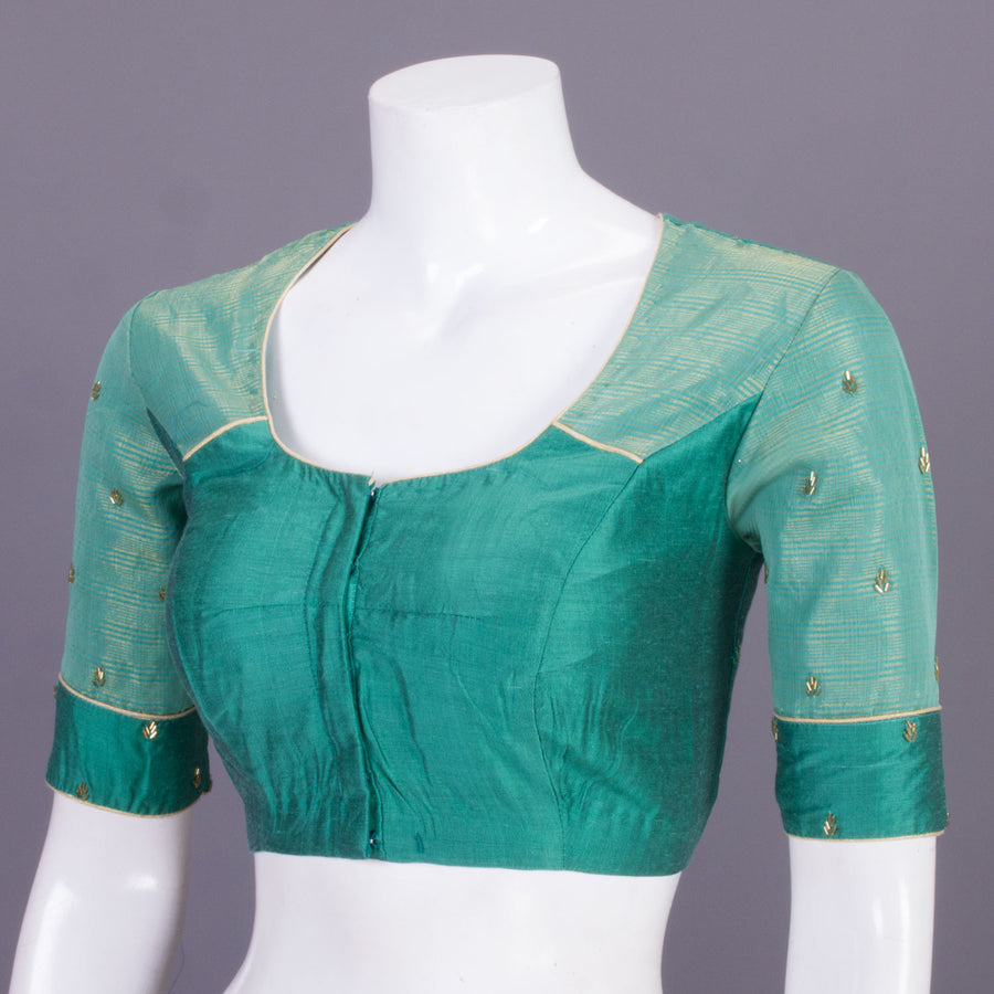 Green Aari Embroidered Tussar Silk Blouse 10068928 - Avishya