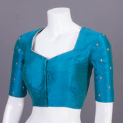 Blue Aari Embroidered Tussar Silk Blouse 10068931 - Avishya