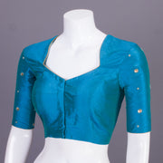 Blue Aari Embroidered Tussar Silk Blouse 10068934 - Avishya