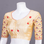 Beige Aari Embroidered Silk Blouse 10068940