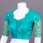 Blue Aari Embroidered Silk Blouse 10068941