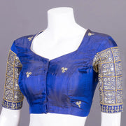 Blue Aari Embroidered Silk Blouse 10077739