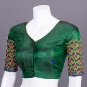 Green Aari Embroidered Silk Blouse 10068944