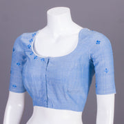 Blue Embroidered Cotton Blouse 10068956 - Avishya