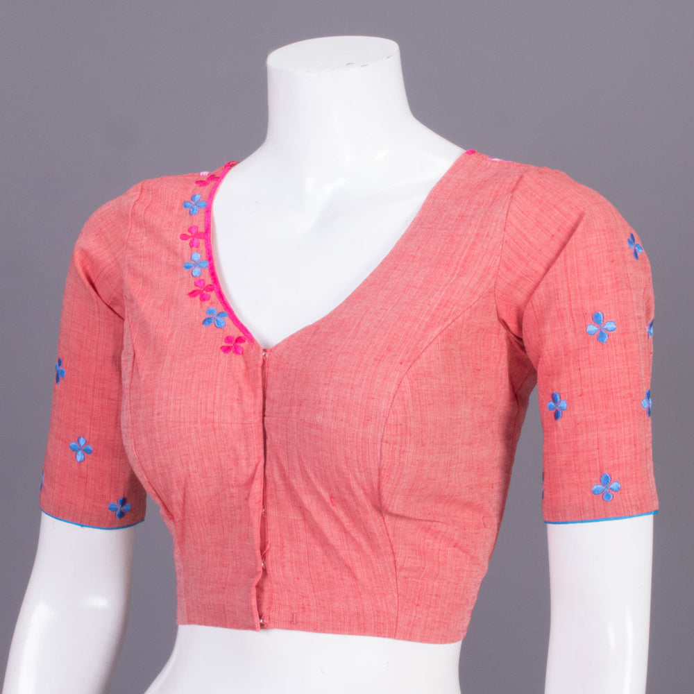 Pink Embroidered Mangalgiri Cotton Blouse 10068957 - Avishya