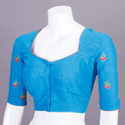 Blue Embroidered Cotton Blouse 10068962 - Avishya