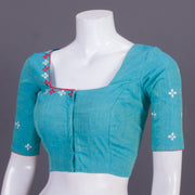 Blue Embroidered Mangalgiri Cotton Blouse 10068966 - Avishya