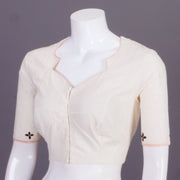 White Embroidered Cotton Blouse 10068968 - Avishya