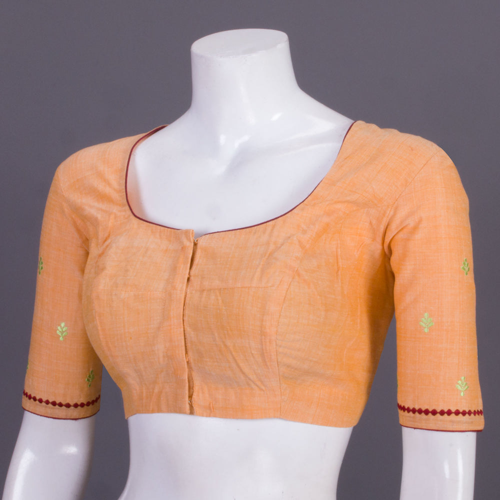Orange Embroidered Mangalgiri Cotton Blouse 10068969 - Avishya