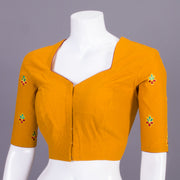 Yellow Embroidered Mangalgiri Cotton Blouse 10068971 - Avishya