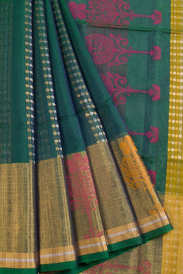 Green Handloom Kovai Silk Cotton Saree 10069043 - Avishya