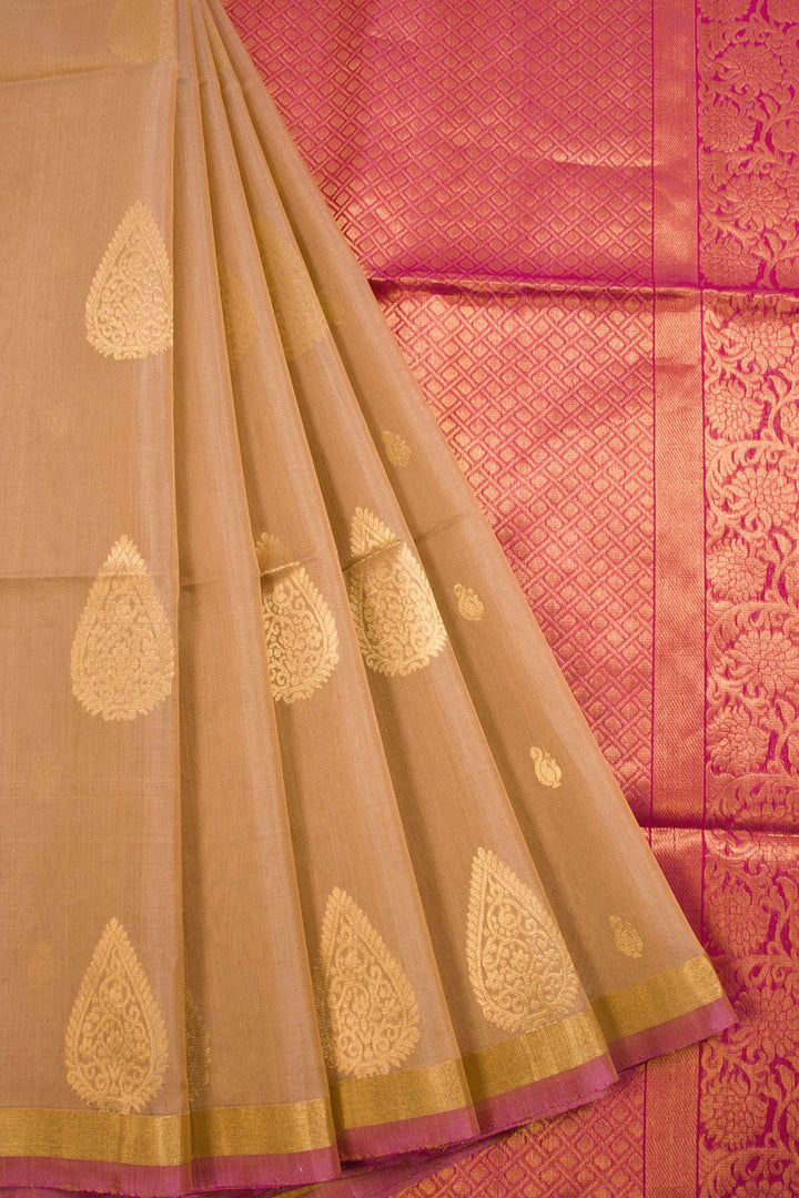 Beige Handloom Kovai Silk Cotton Saree 10069044 - Avishya