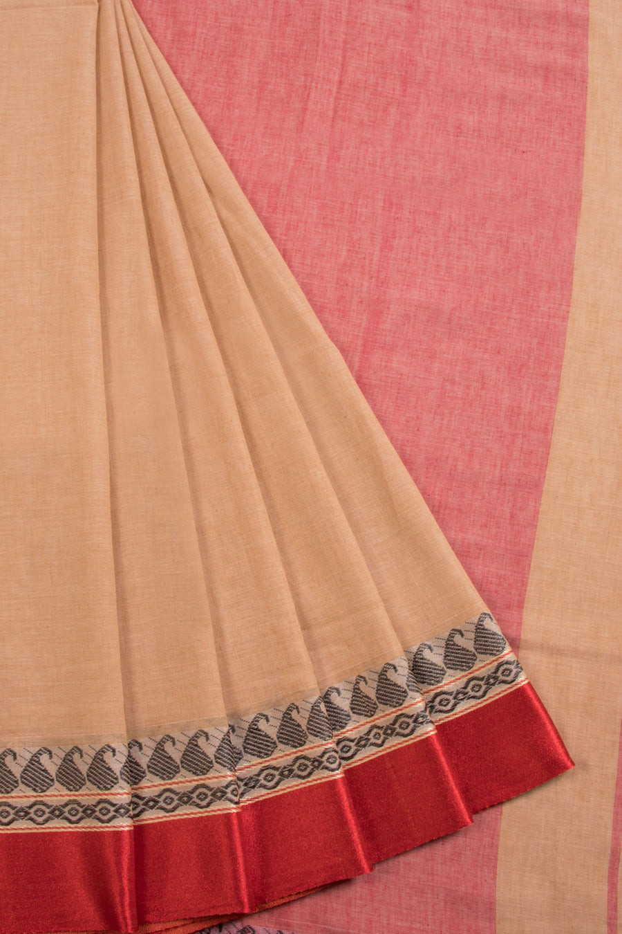 Beige Shantipur Tant Bengal Cotton Saree 10069055 - Avishya