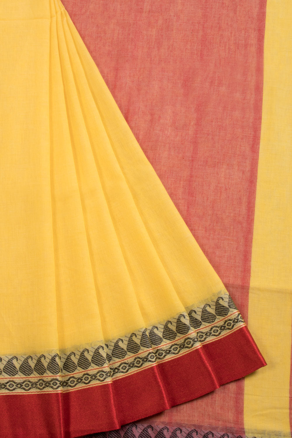 Yellow Shantipur Tant Bengal Cotton Saree 10069057- Avishya