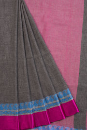 Grey Shantipur Tant Bengal Cotton Saree 10069058