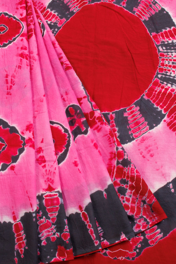 Pink Shibori Printed Cotton Saree 10069070 - Avishya