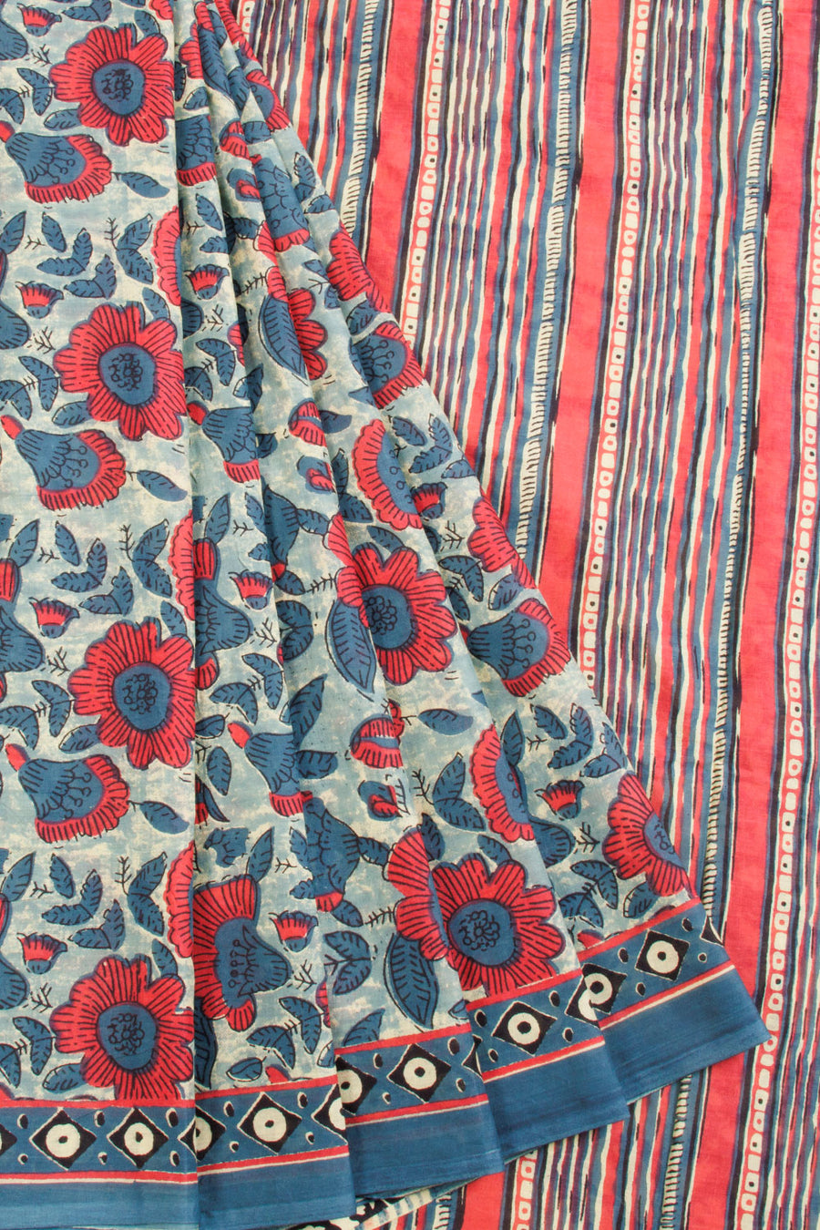 Blue Vanaspathi Printed Mulmul Cotton Saree 10069091 - Avishya