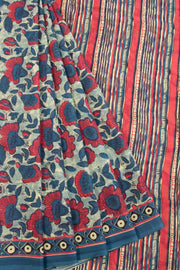 Blue Vanaspathi Printed Mulmul Cotton Saree 10069101 - Avishya