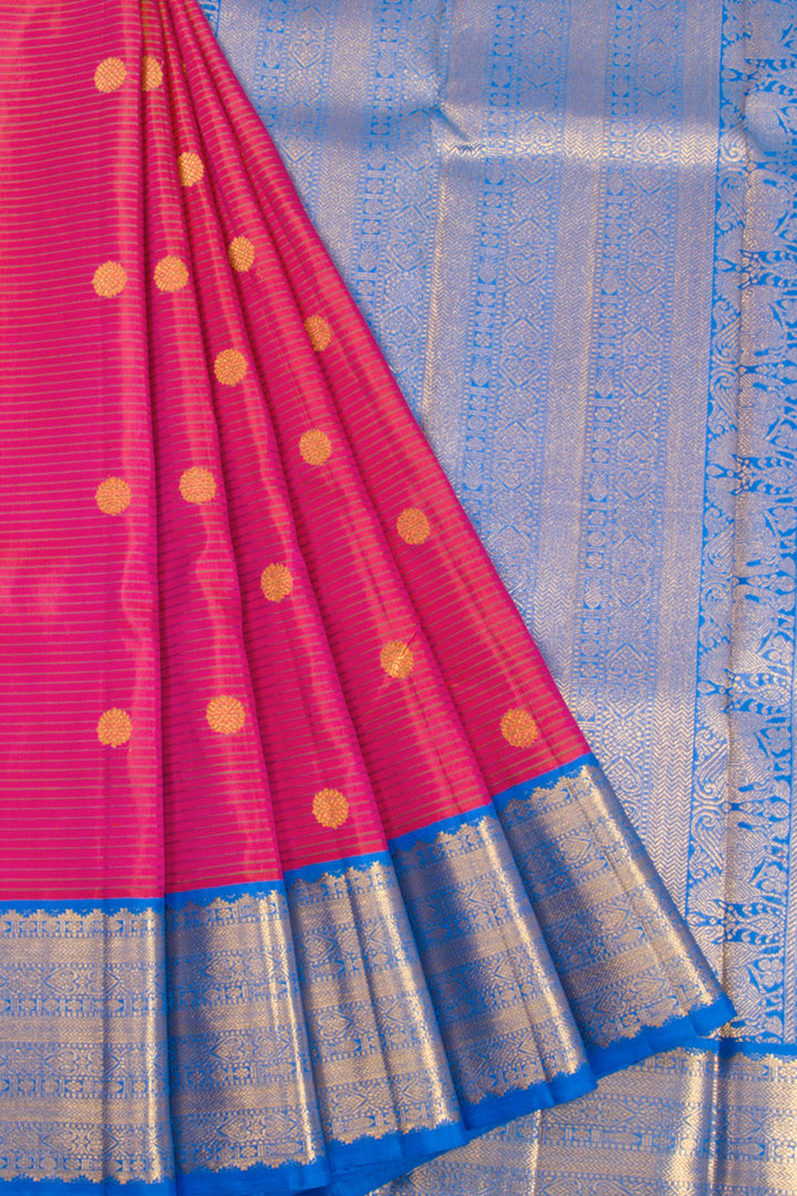 Pink Handloom Korvai Kanjivaram Silk Saree 10069133