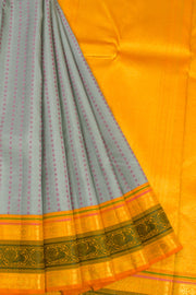 Grey Handloom Birdal Kanjivaram silk saree 10069137 - Avishya
