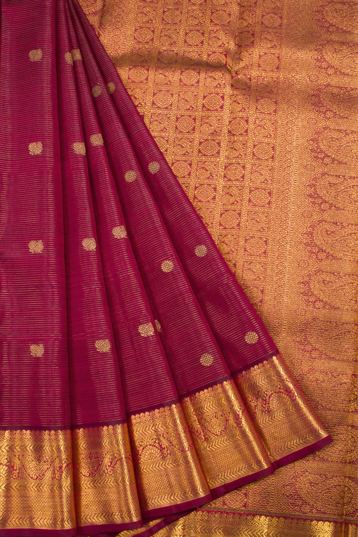 Maroon Handloom Vaira Oosi Bridal Kanjivaram Silk Saree 10069165